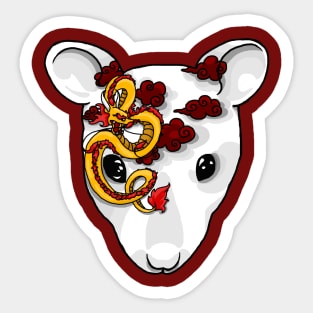 Year of the Rat - rat head with chinese ornaments Sticker